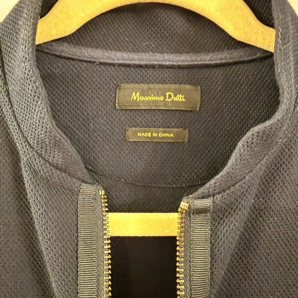 Massimo Dutti Dark Navy Zip-Up Sweater- Size Small